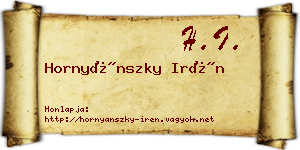 Hornyánszky Irén névjegykártya